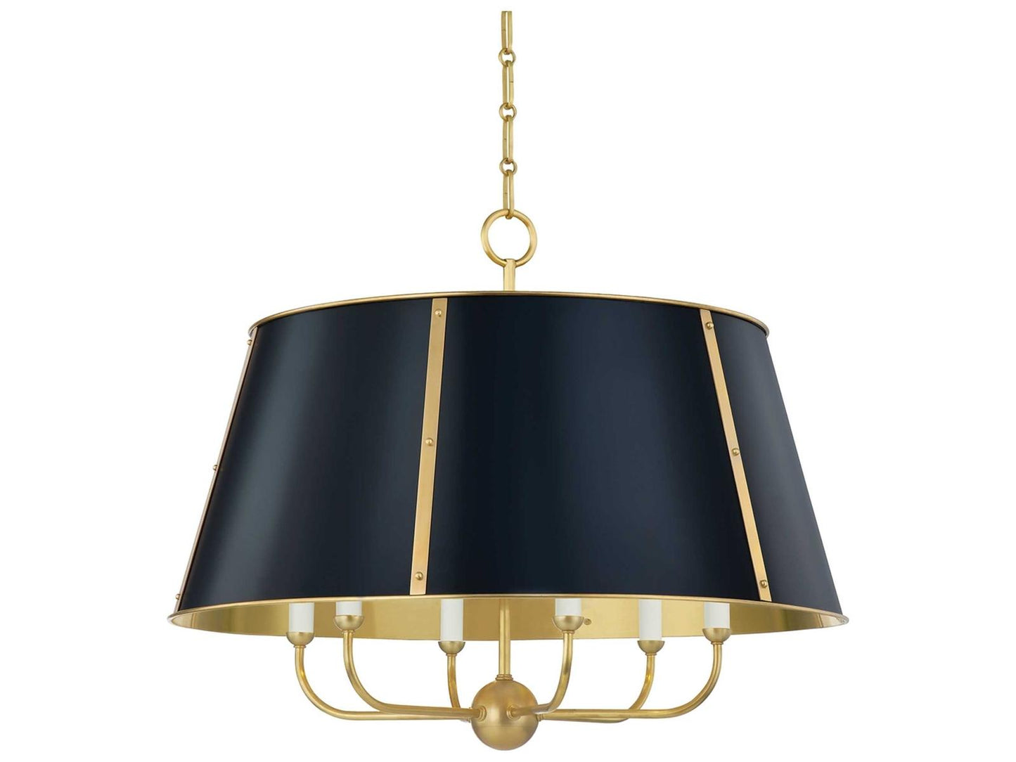 Hudson Valley Cambridge 6-Light Aged Brass Darkest Blue Candelabra Empire Chandelier