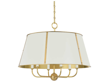 Hudson Valley Cambridge 6-Light Aged Brass Off White Candelabra Chandelier