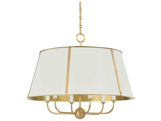 Hudson Valley Cambridge 6-Light Aged Brass Off White Candelabra Chandelier