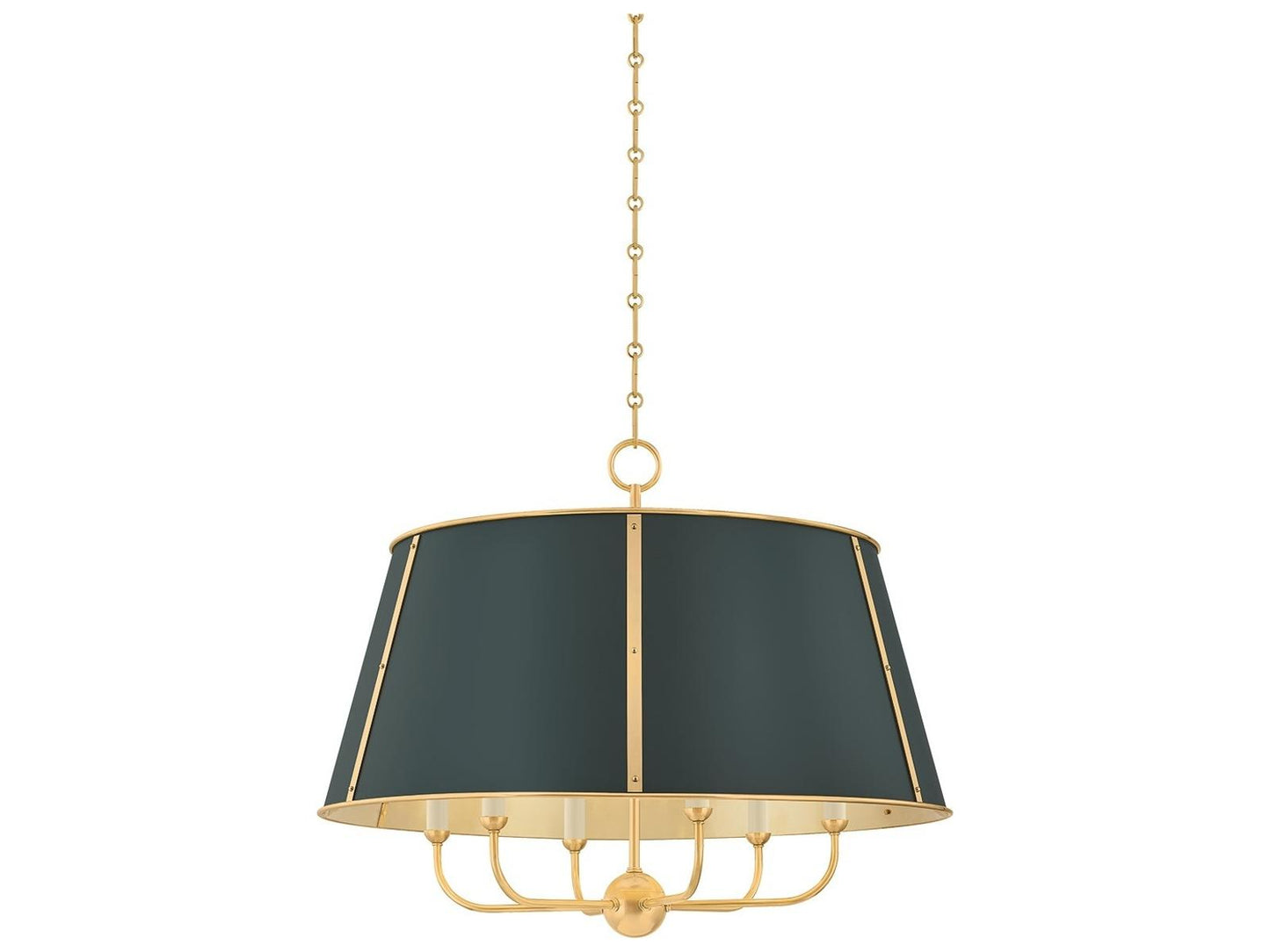 Hudson Valley 6-Light Cambridge Chandelier in Aged Brass and Soft Studio Green
