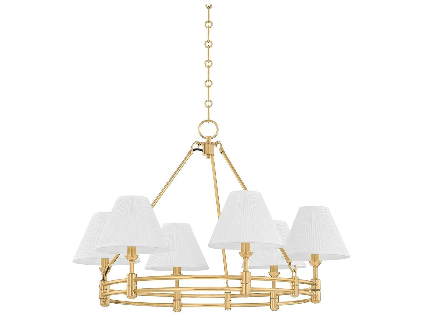 Hudson Valley Howard 6-Light Chandelier in Aged Brass with Silk Shades