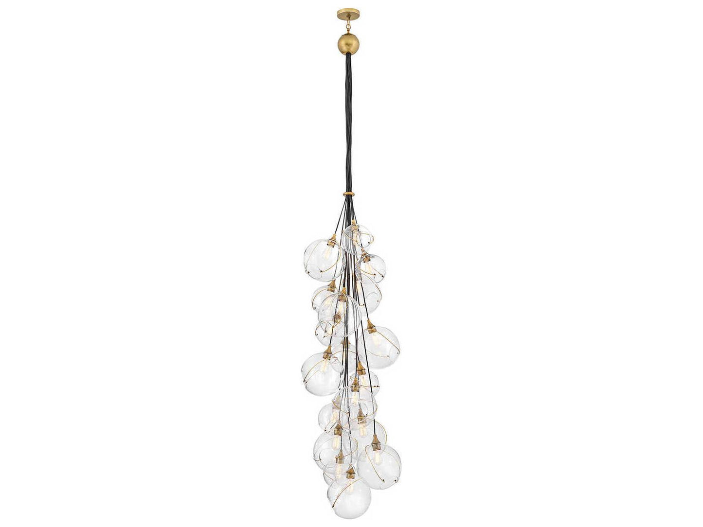 Hinkley Skye 18-Light Heritage Brass Globe Chandelier Mid-Century Modern