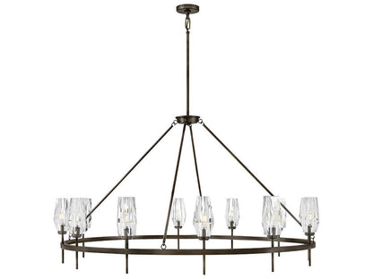 Hinkley Ana 12-Light Extra Large Single Tier Chandelier in Black Oxide with Crystal Shades