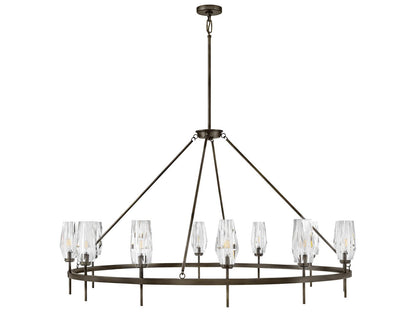 Hinkley Ana 12-Light Extra Large Single Tier Chandelier in Black Oxide with Crystal Shades
