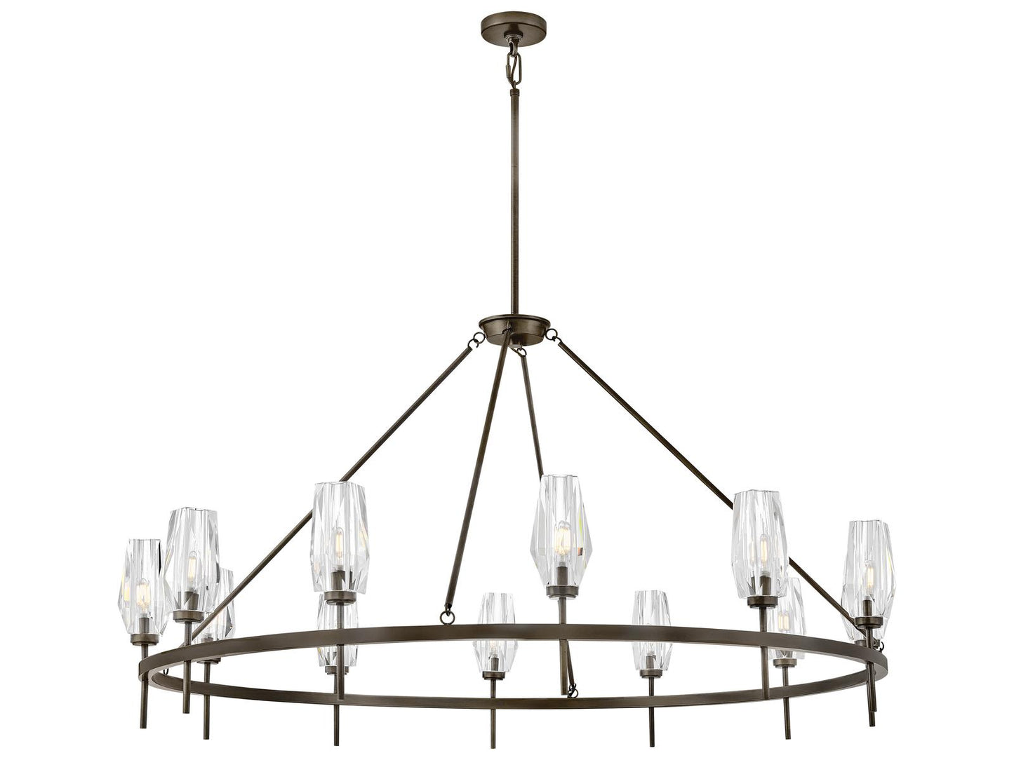 Hinkley Ana 12-Light Extra Large Single Tier Chandelier in Black Oxide with Crystal Shades
