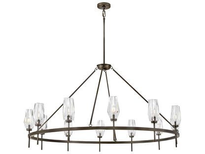 Hinkley Ana 12-Light Extra Large Single Tier Chandelier in Black Oxide with Crystal Shades