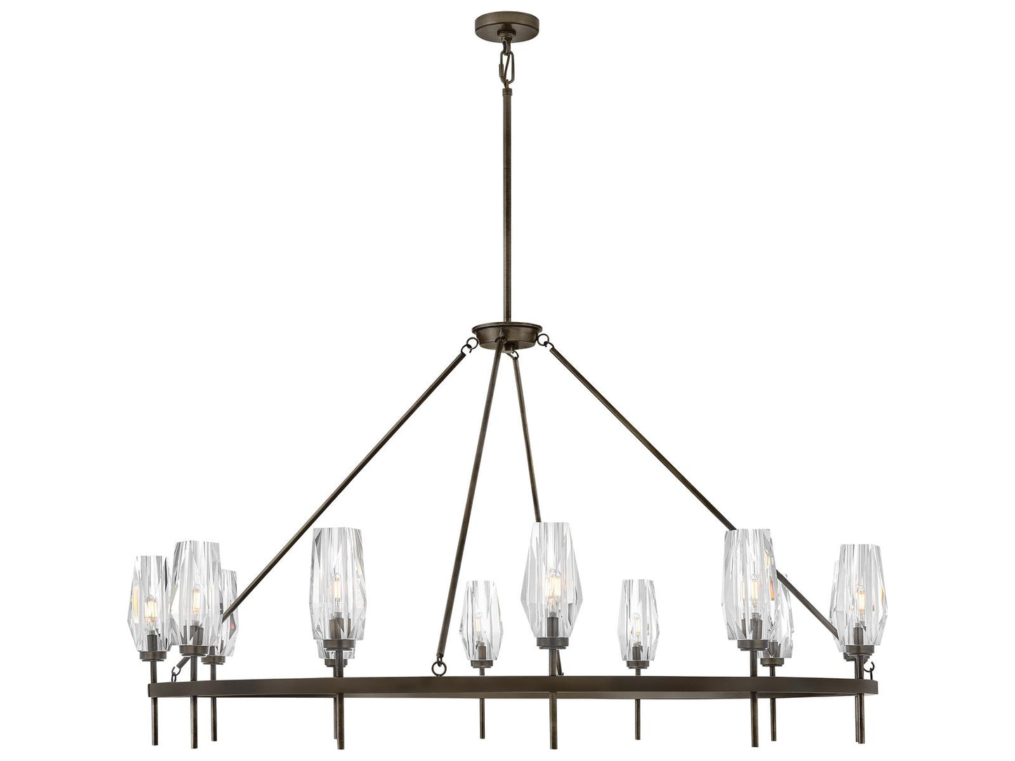 Hinkley Ana 12-Light Extra Large Single Tier Chandelier in Black Oxide with Crystal Shades