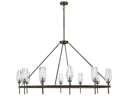 Hinkley Ana 12-Light Extra Large Single Tier Chandelier in Black Oxide with Crystal Shades