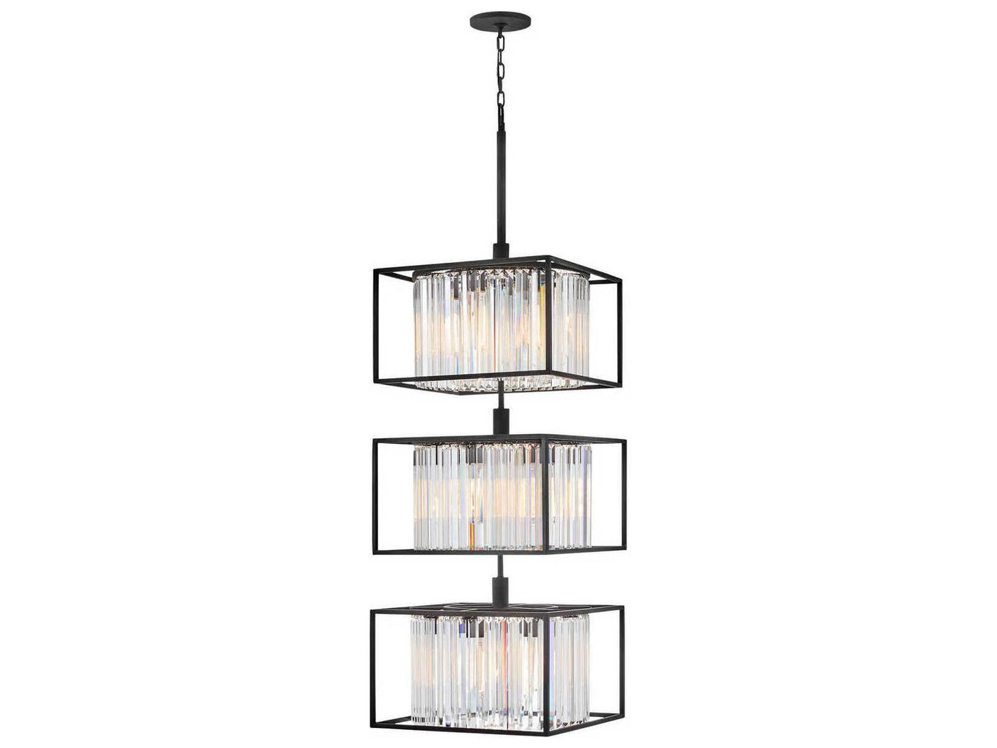 Hinkley Giada 18-Light Black Crystal LED Tiered Chandelier
