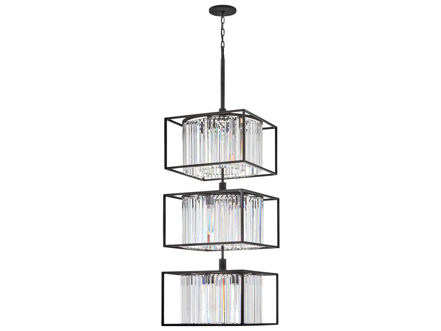 Hinkley Giada 18-Light Black Crystal LED Tiered Chandelier