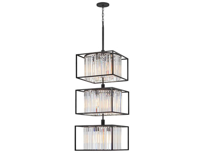 Hinkley Giada 18-Light Black Crystal LED Tiered Chandelier