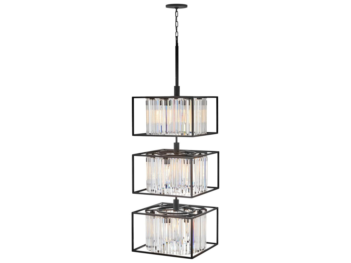 Hinkley Giada 18-Light Black Crystal LED Tiered Chandelier