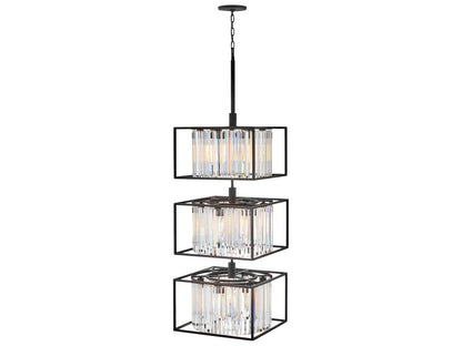 Hinkley Giada 18-Light Black Crystal LED Tiered Chandelier