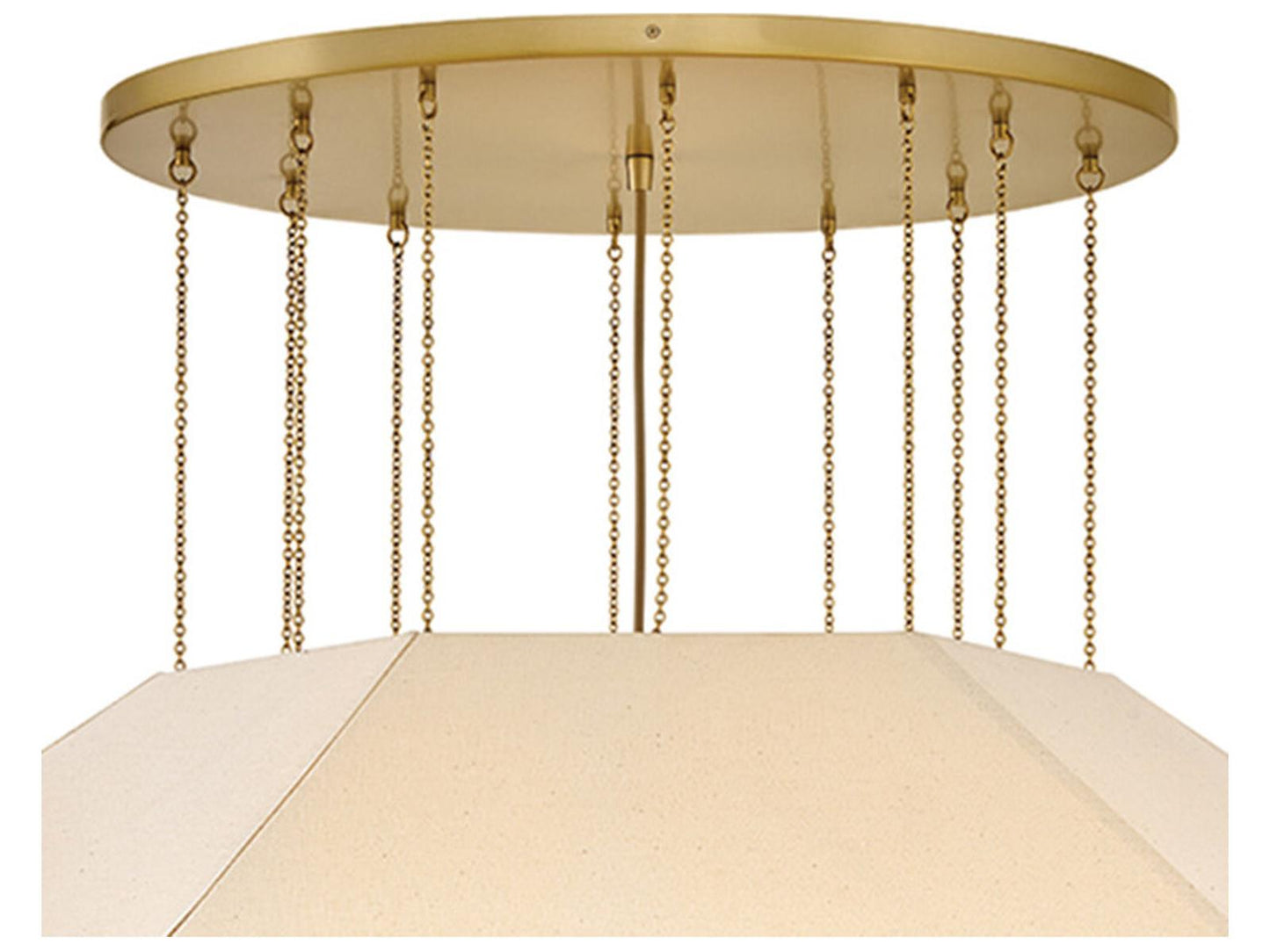 Hinkley Lyla 10-Light Lacquered Brass Geometric Chandelier with Oatmeal Linen Shade