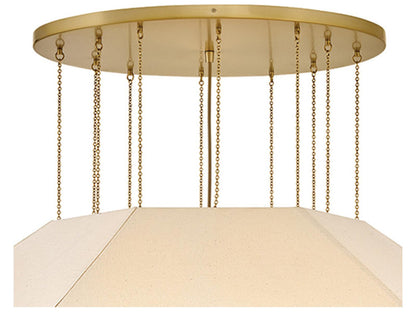 Hinkley Lyla 10-Light Lacquered Brass Geometric Chandelier with Oatmeal Linen Shade