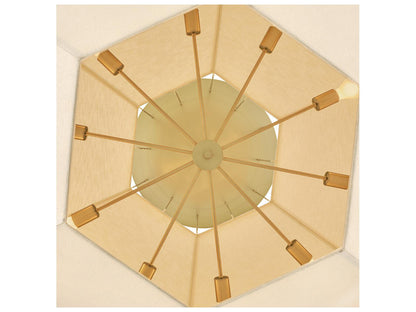 Hinkley Lyla 10-Light Lacquered Brass Geometric Chandelier with Oatmeal Linen Shade