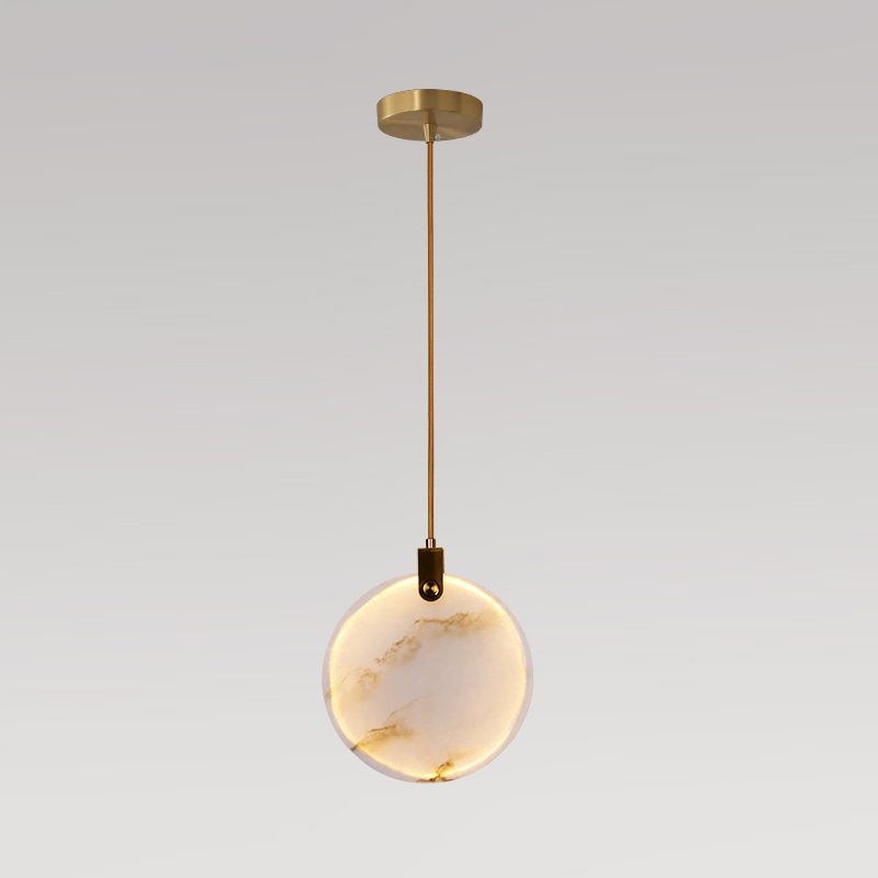 Harvest Alabaster Pendant Lamp Medium ∅ 9.8″ x H 9.8″ / Brass & White / Warm Light Pendant light