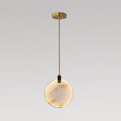 Harvest Alabaster Pendant Lamp Medium ∅ 9.8″ x H 9.8″ / Brass & White / Warm Light Pendant light