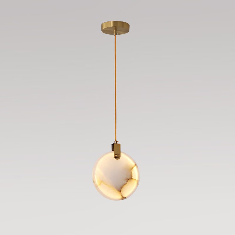Harvest Alabaster Pendant Lamp Small ∅ 7.9″ x H 7.9″ / Brass & White / Warm Light Pendant light