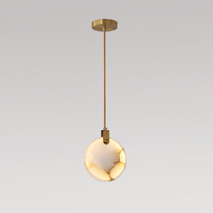 Harvest Alabaster Pendant Lamp Small ∅ 7.9″ x H 7.9″ / Brass & White / Warm Light Pendant light