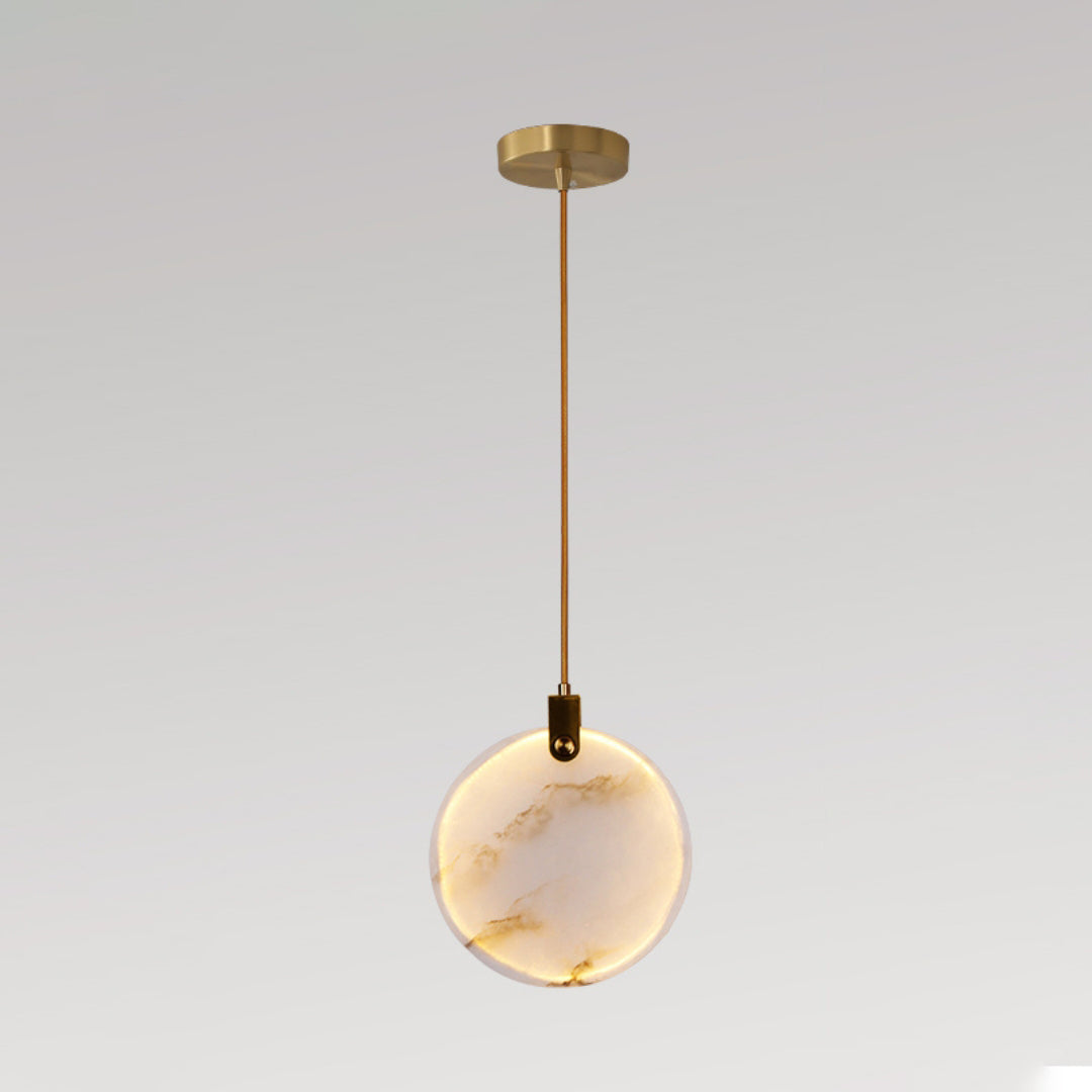 Harvest Alabaster Pendant Lamp Large ∅ 11.8″ x H 11.8″ / Brass & White / Warm Light Pendant light