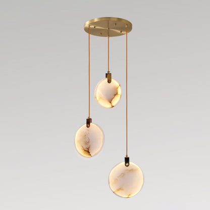 Harvest Alabaster Pendant Lamp 3 Heads ∅ 11.8″ x H 78.7″ / Brass & White / Warm Light Pendant light