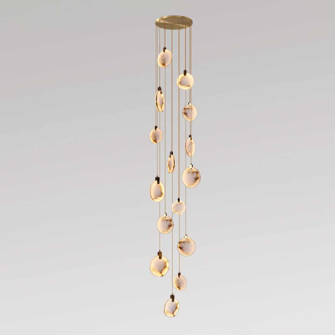 Harvest Alabaster Pendant Lamp 15 Heads ∅ 31.5″ x H 196.9″ / Brass & White / Warm Light Pendant light