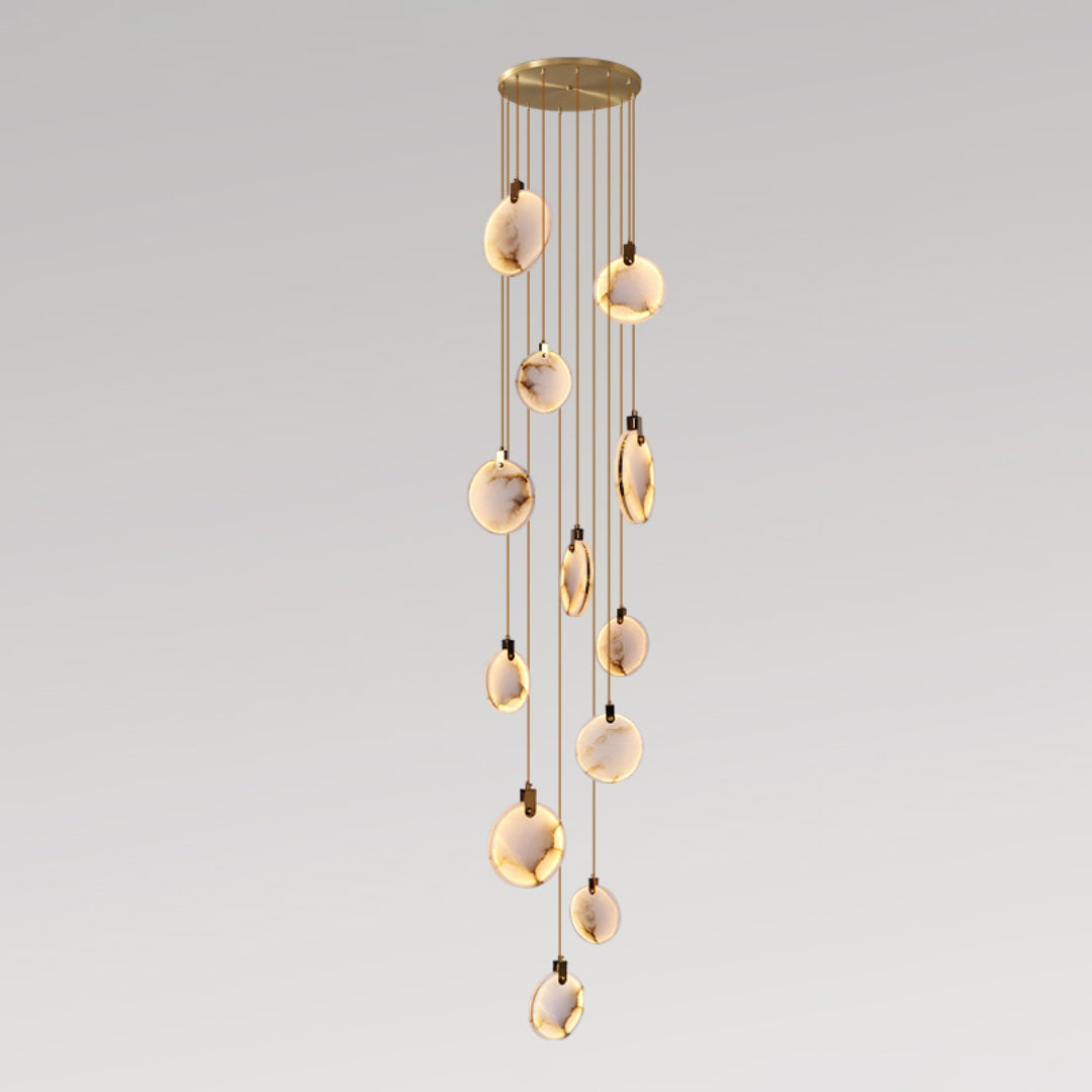 Harvest Alabaster Pendant Lamp 12 Heads ∅ 23.6″ x H 196.9″ / Brass & White / Warm Light Pendant light