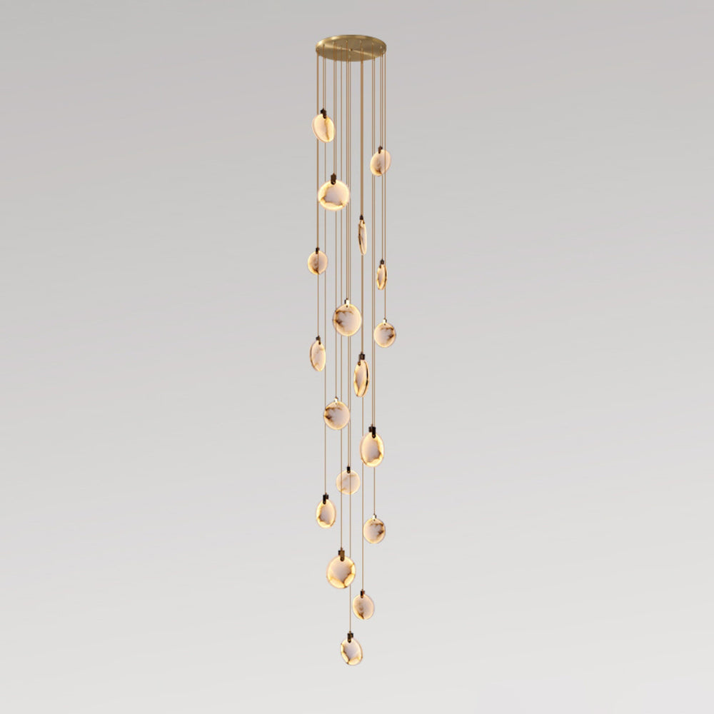 Harvest Alabaster Pendant Lamp 18 Heads ∅ 35.4″ x H 236.2″ / Brass & White / Warm Light Pendant light