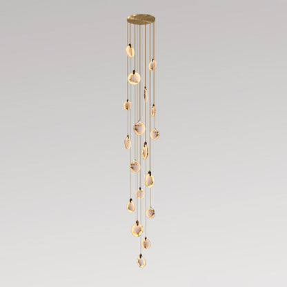 Harvest Alabaster Pendant Lamp 18 Heads ∅ 35.4″ x H 236.2″ / Brass & White / Warm Light Pendant light
