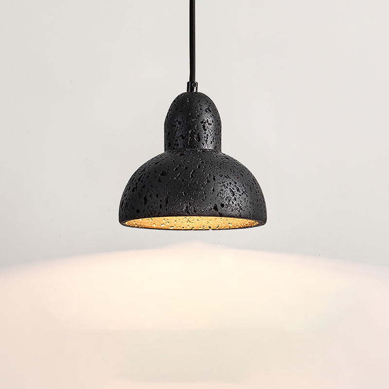Terra Halo Pendant Light Model A: ∅ 5.9″ x H 5.5″ / Black Travertine pendant Lamp