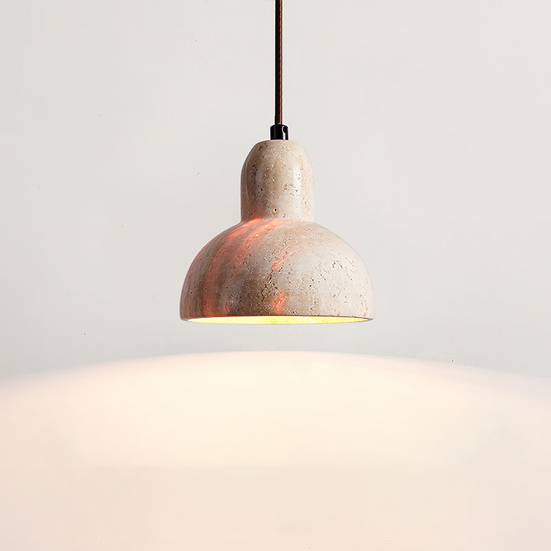 Terra Halo Pendant Light Model A: ∅ 5.9″ x H 5.5″ / Yellow Travertine pendant Lamp