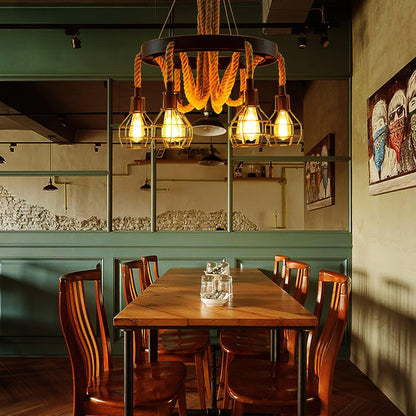 Hemp Rope Industrial Starfall Chandelier