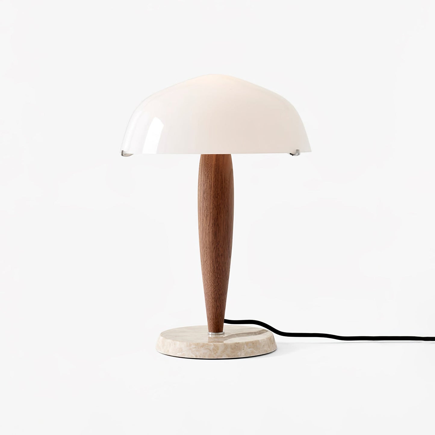 Emerson Table Lamp ∅ 9.8″ x H 15″ / Dia 25cm x H 38cm / Dark walnut & White / US Plug Table lamp