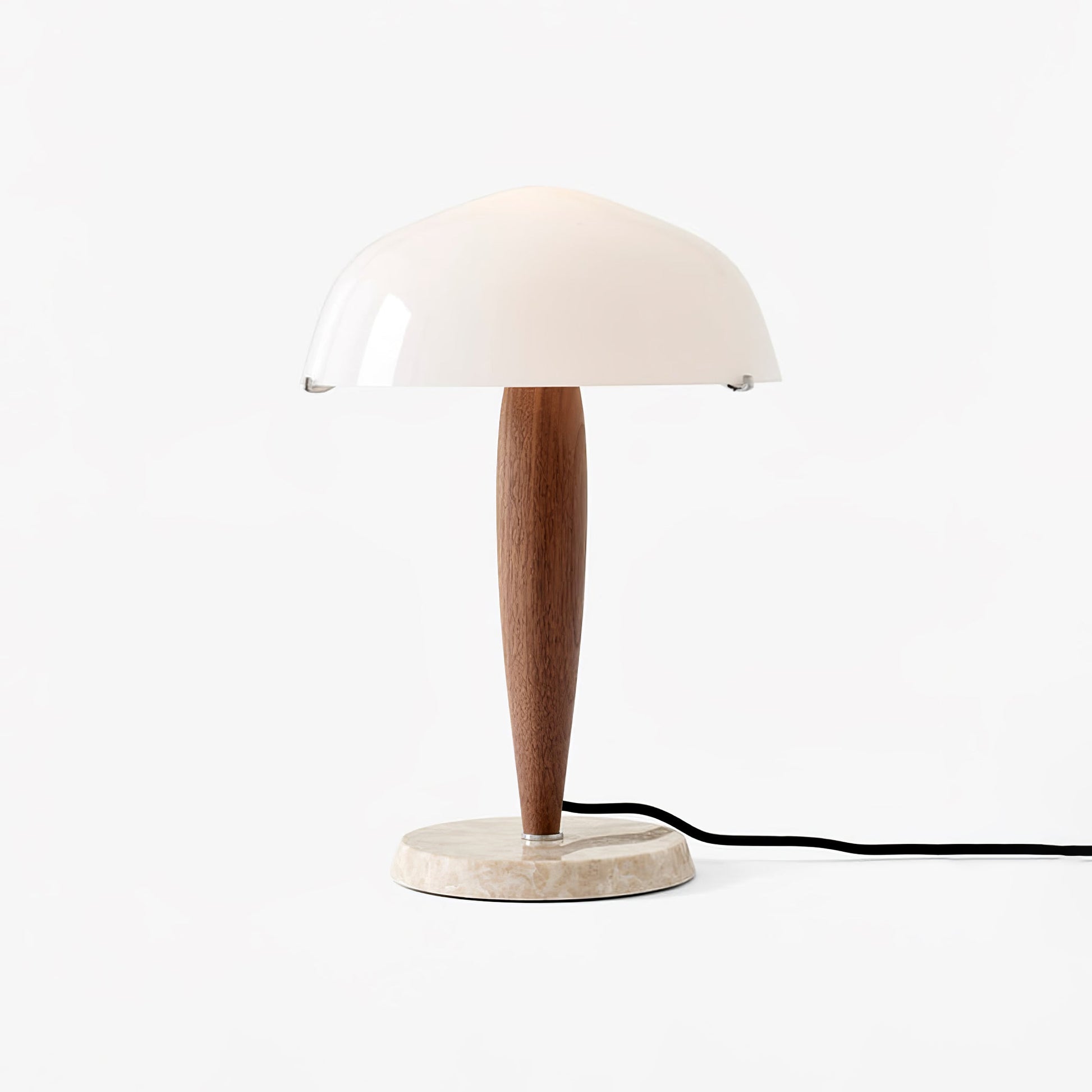 Emerson Table Lamp ∅ 9.8″ x H 15″ / Dia 25cm x H 38cm / Dark walnut & White / US Plug Table lamp