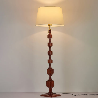 Hexas Floor Lamp ∅ 19.7″ x H 59.1″ / Walnut Color & White / US Plug Floor lamp