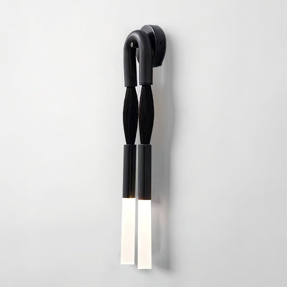 Horsehair Wall Lamp ∅ 6.3″ x H 25.6″ / Dia 16cm x H 65cm / Black / 1 Piece Wall lamp