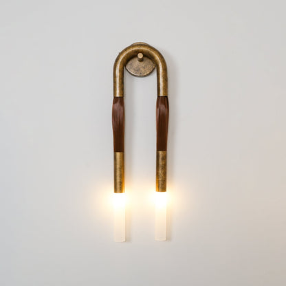 Horsehair Wall Lamp ∅ 6.3″ x H 25.6″ / Dia 16cm x H 65cm / Brass / 1 Piece Wall lamp