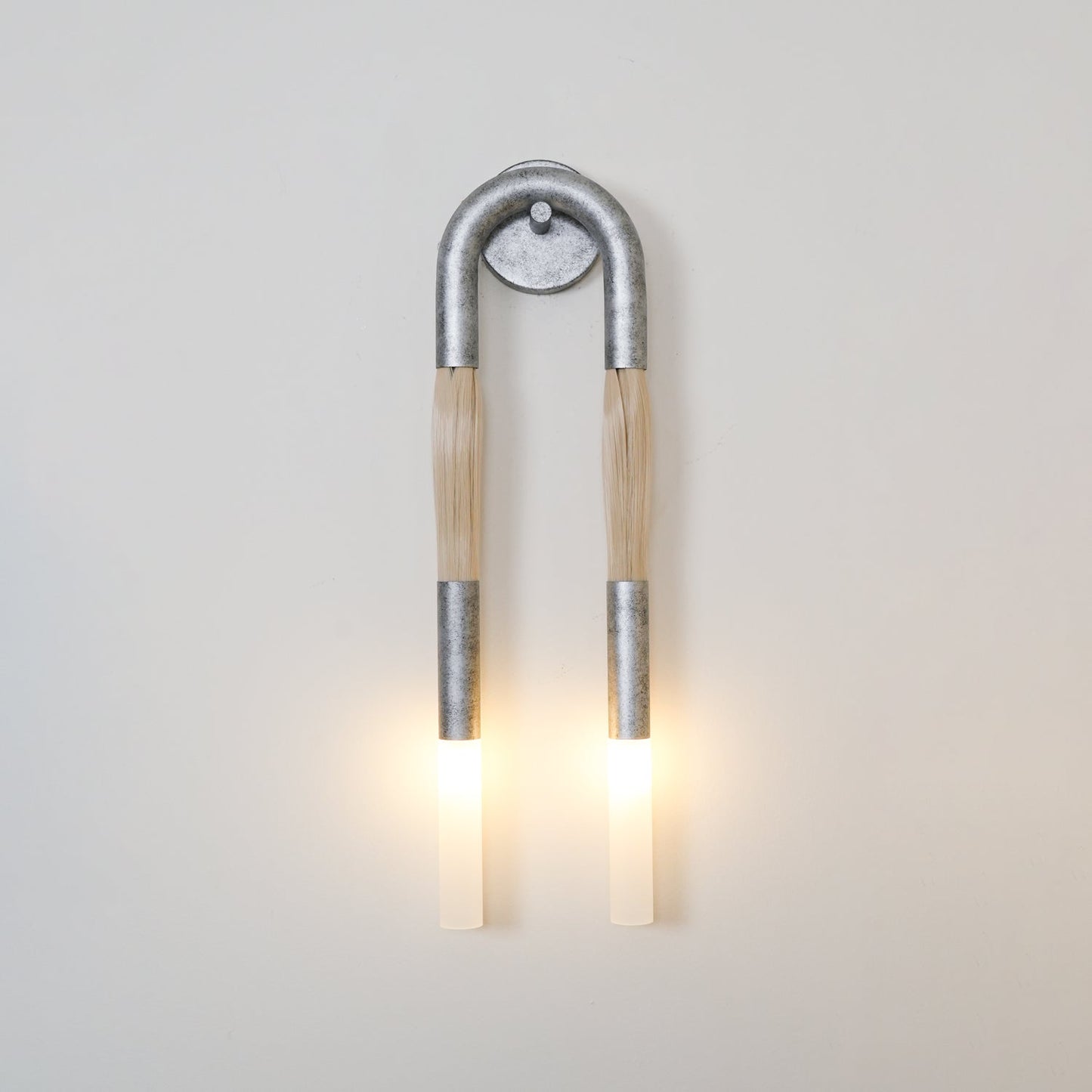 Horsehair Wall Lamp ∅ 6.3″ x H 25.6″ / Dia 16cm x H 65cm / Nickel / 1 Piece Wall lamp