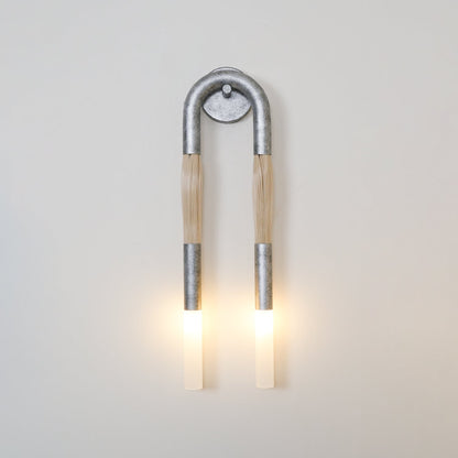 Horsehair Wall Lamp ∅ 6.3″ x H 25.6″ / Dia 16cm x H 65cm / Nickel / 1 Piece Wall lamp