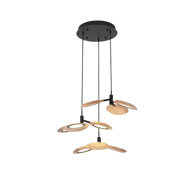 Hotaru Chandelier Round canopy 3 heads ∅ 123.6″ x H 59″ / Wood Color / Warm Light Chandelier