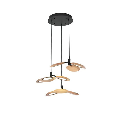 Hotaru Chandelier Round canopy 3 heads ∅ 123.6″ x H 59″ / Wood Color / Warm Light Chandelier