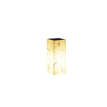Imitation Marble Cube Outdoor Light L 5.9″ x W 5.9″ x H 14.2″ / Model B: Solar-Powered Version / Warm Light Outdoor
