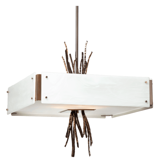 Hammerton Studio Ironwood 24" Wide Artisan Crafted Chandelier with Hand Textured Glass and Sculpted Steel