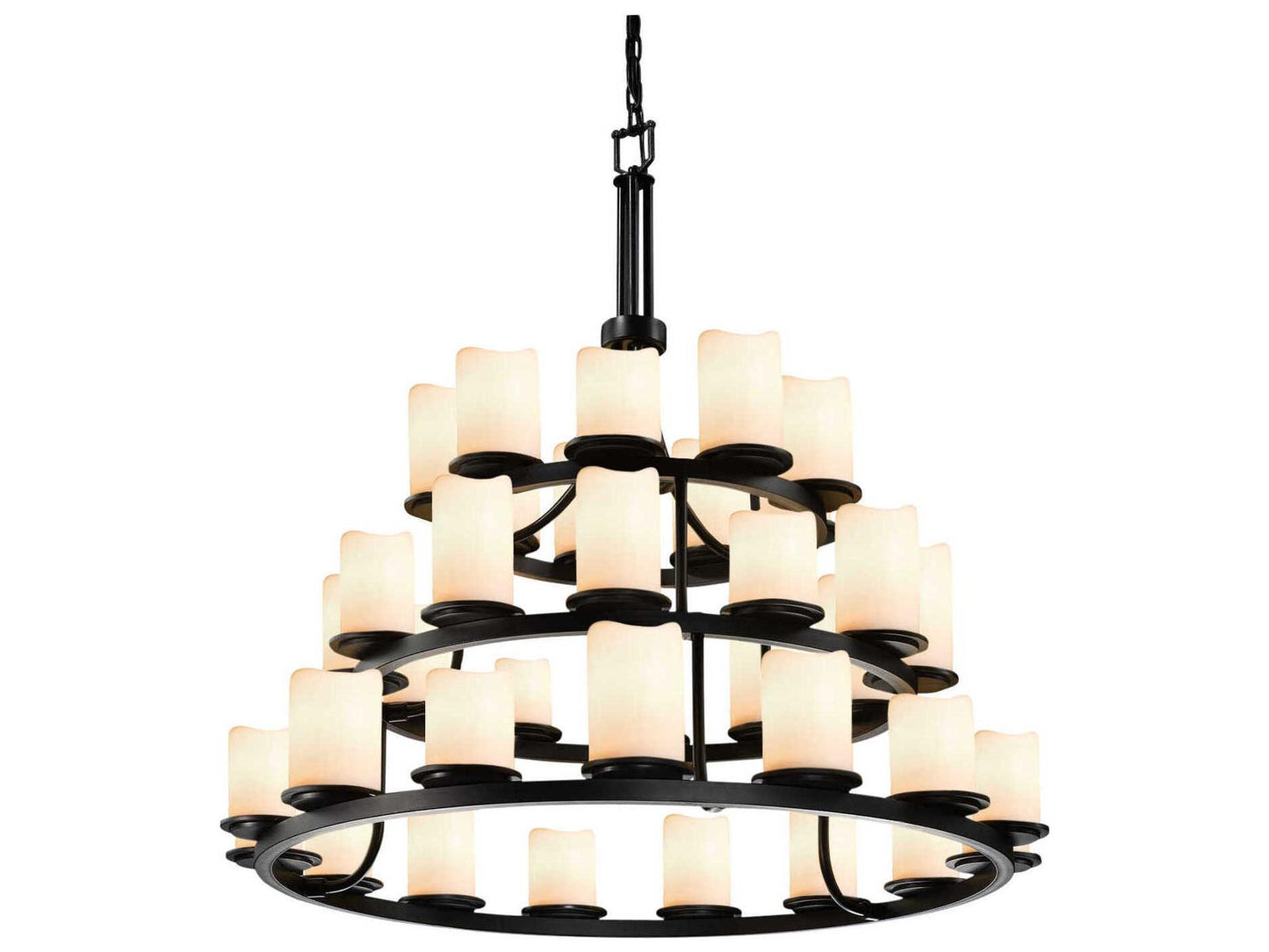 Justice Design Group 36-Light Candlearia Cylinder Tiered Chandelier