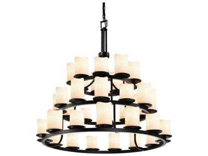 Justice Design Group 36-Light Candlearia Cylinder Tiered Chandelier