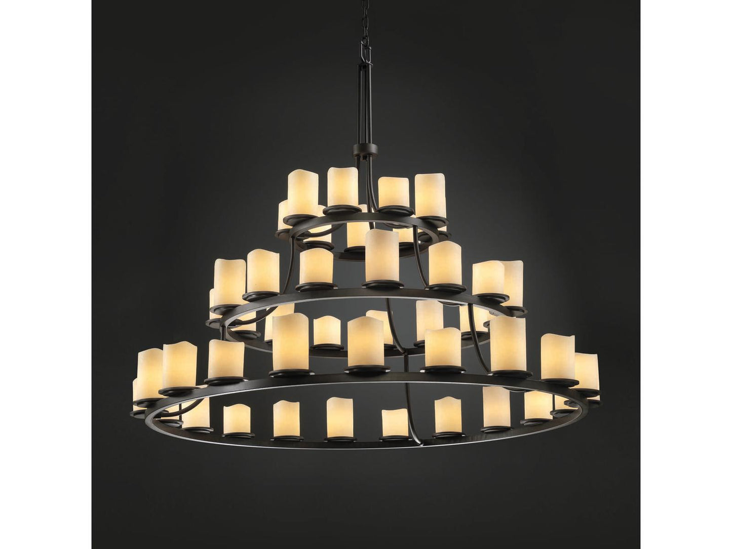Justice Design Group 45-Light Candlearia Cylinder Tiered Chandelier