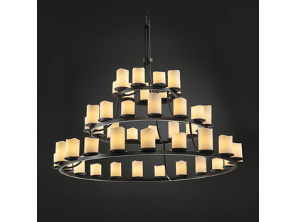Justice Design Group 45-Light Candlearia Cylinder Tiered Chandelier