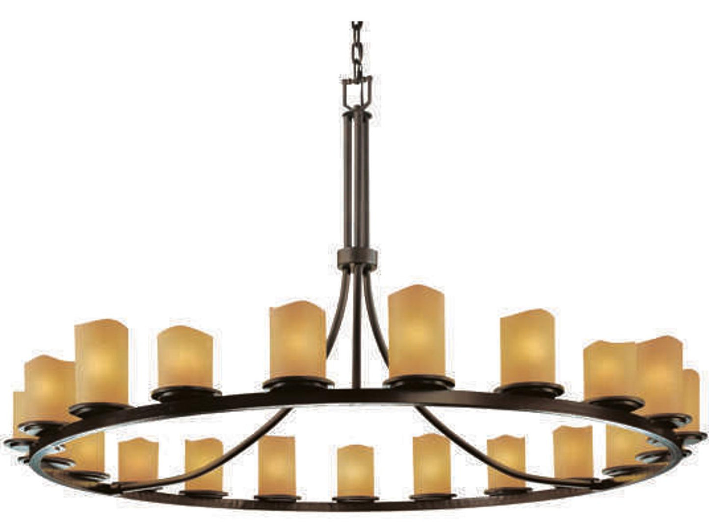 Justice Design Group Candlearia 21-Light Cylinder Chandelier in Bronze with Faux Candle Resin Shades