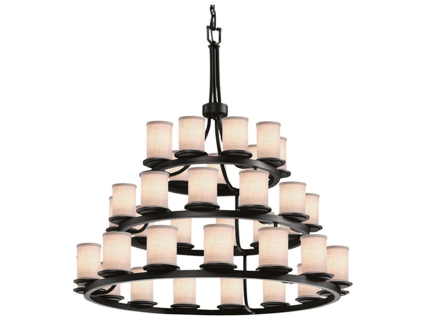 Justice Design Group Textile 36-Light Cylinder Tiered Chandelier